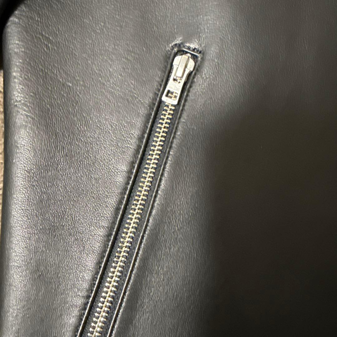 LIDNM ラムレザーシングルライダースジャケットブラック L