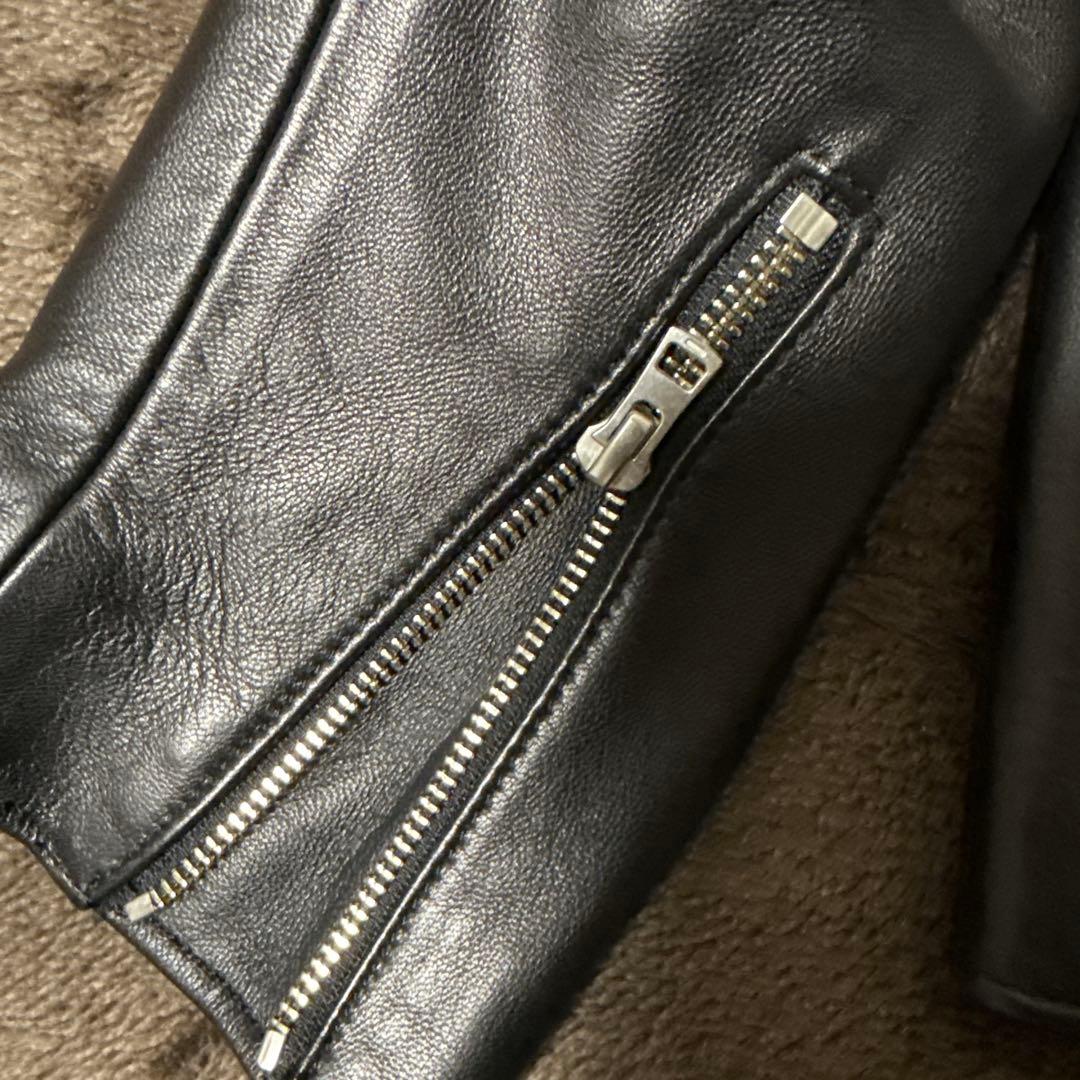 LIDNM ラムレザーシングルライダースジャケットブラック L