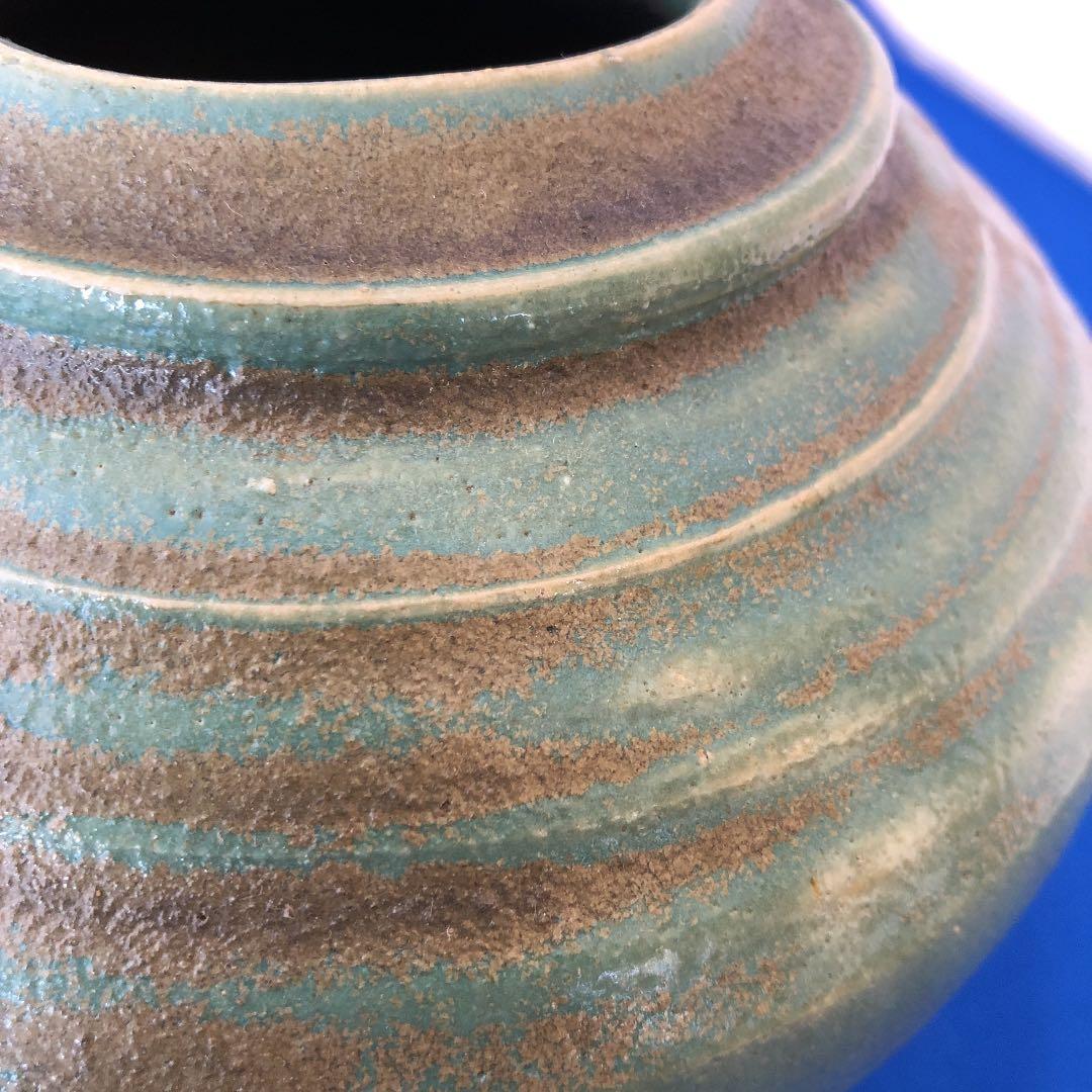 益子焼　濱田晋作　青釉花瓶