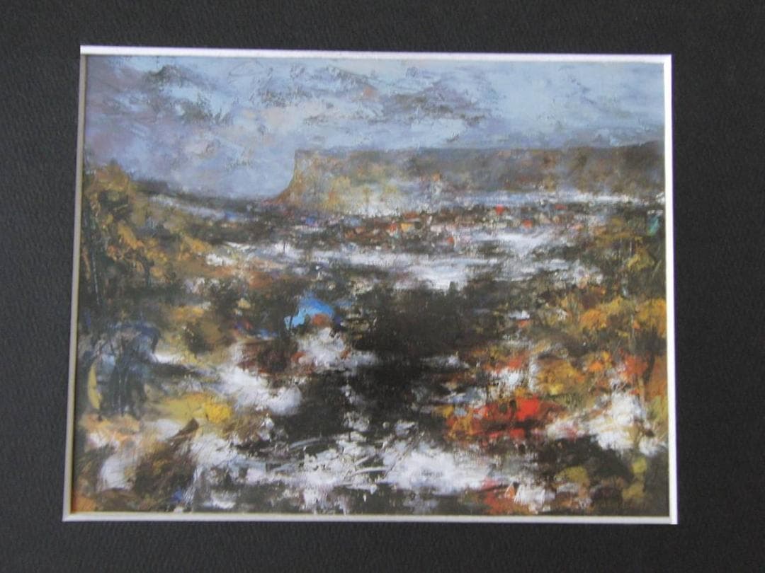 小池タケシ、【北の漁村（落石）】、希少な額装用画集より、新品額装付