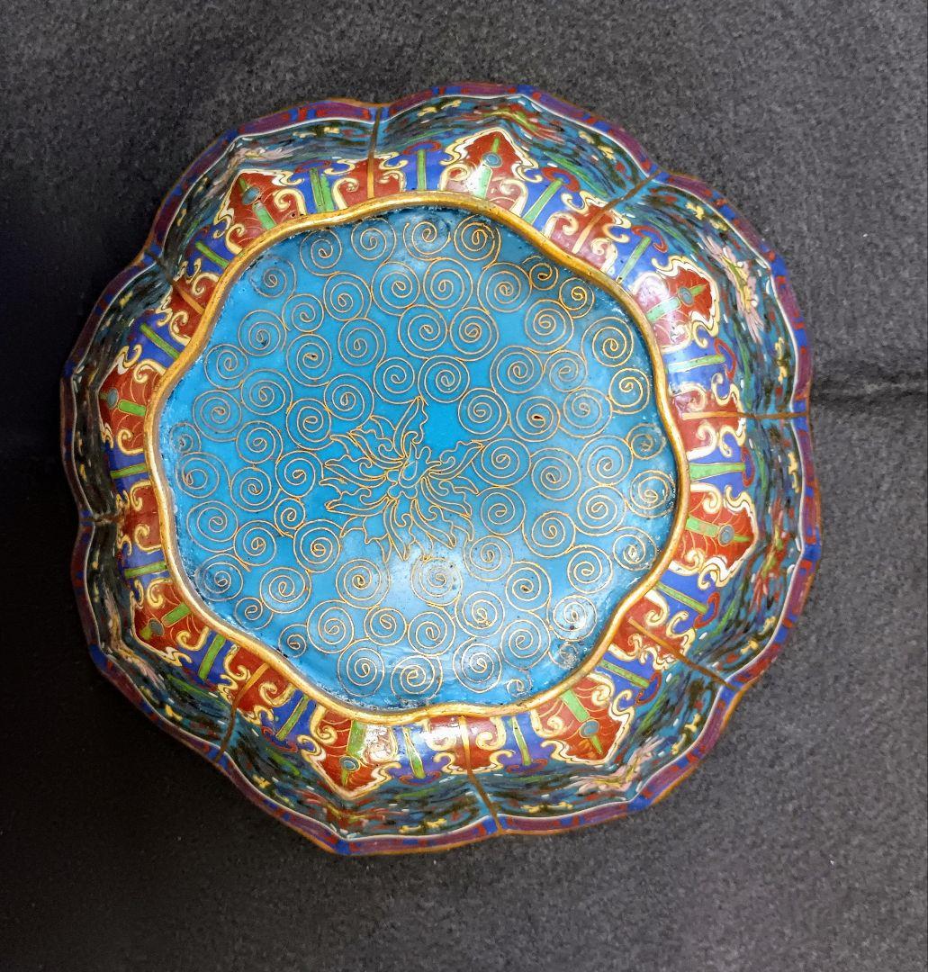 鉢　七宝焼き　倣古　置物　中国　大きい　オブジェ　工芸品　インテリア　入れ物　器