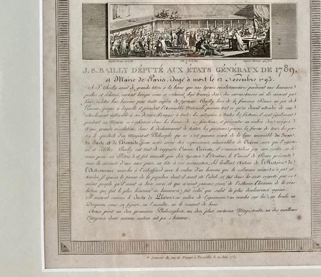 フランスアンティーク　フランス革命期に活躍した天文学者でパリ市長の肖像エッチング