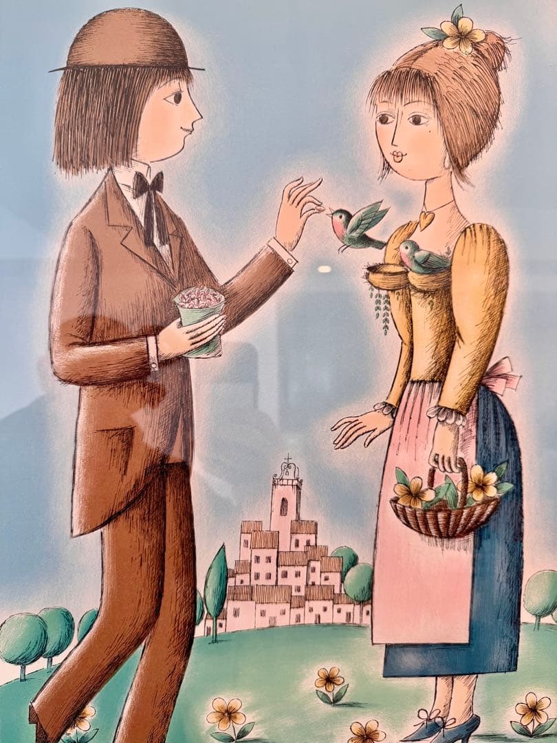 レイモン・ペイネ 版画「おやつの時間」サイン入 額装 フランス作家 #174-1