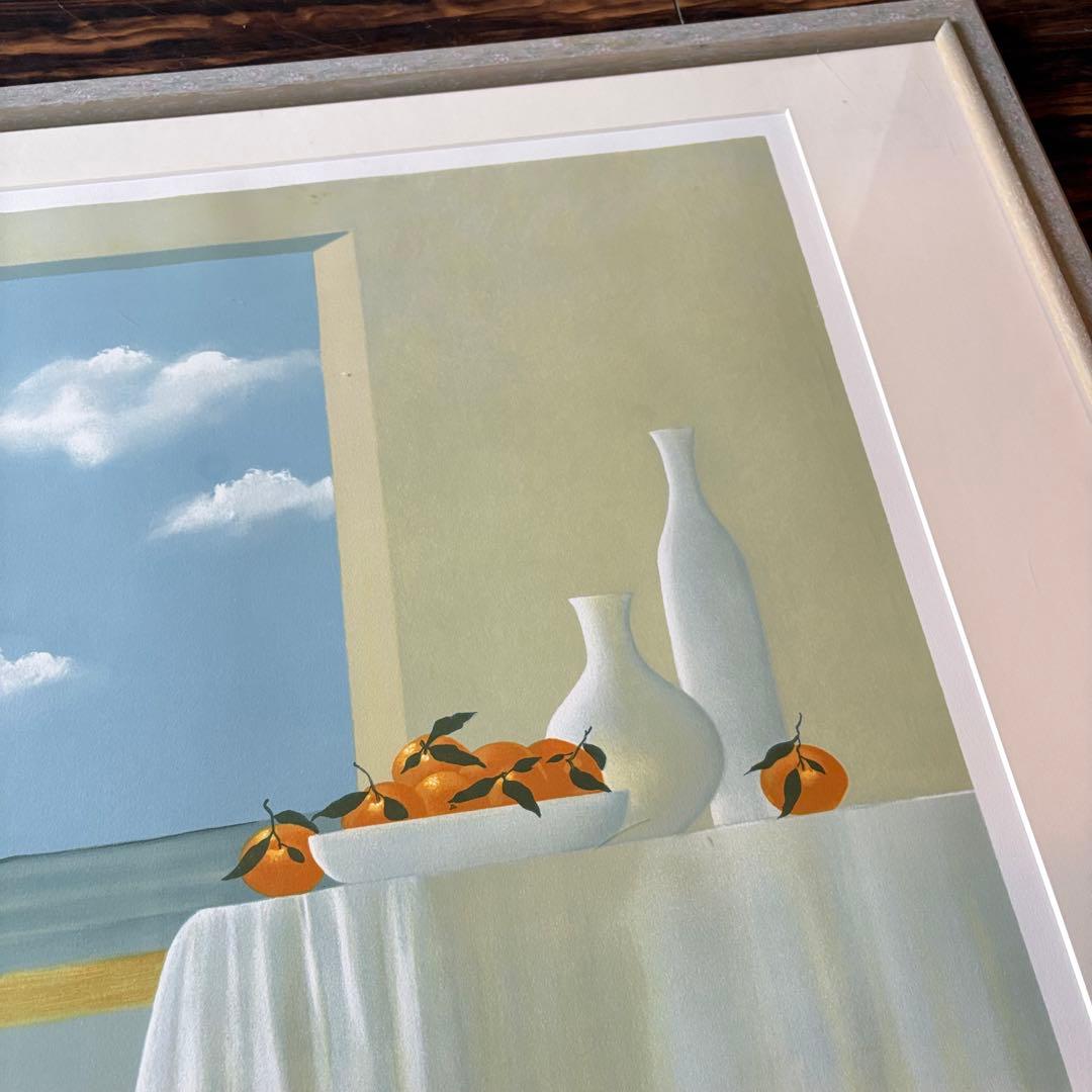 オレンジ リトグラフ サイン有り 額装 74/100 絵画 F