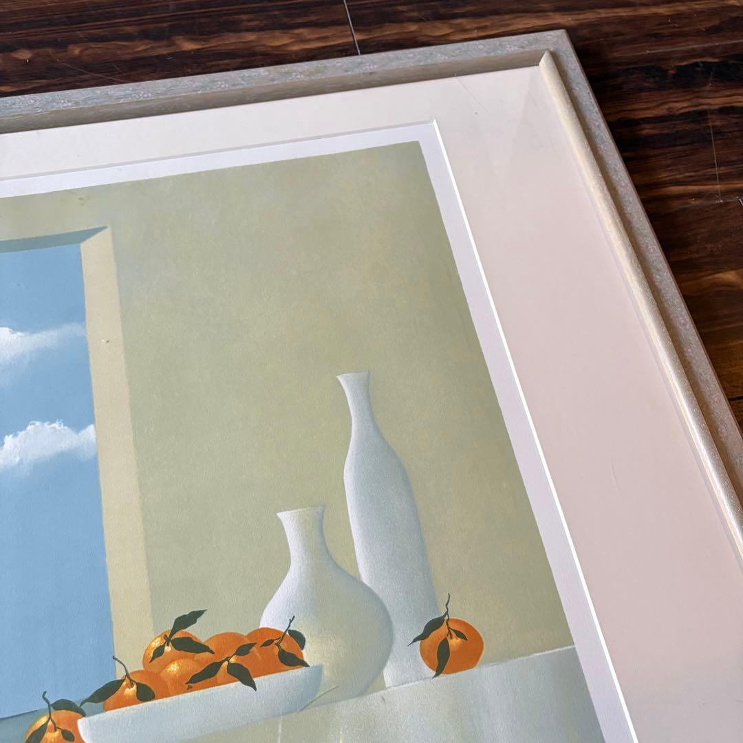 オレンジ リトグラフ サイン有り 額装 74/100 絵画 F