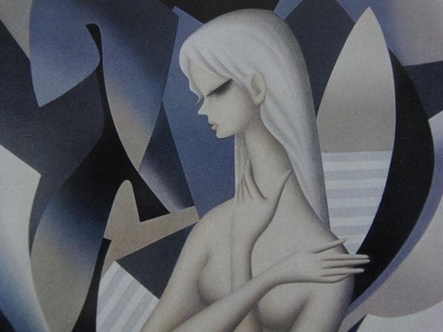 東郷青児、静かなるノラ、希少な大判額装用画集より、新品高級額装付