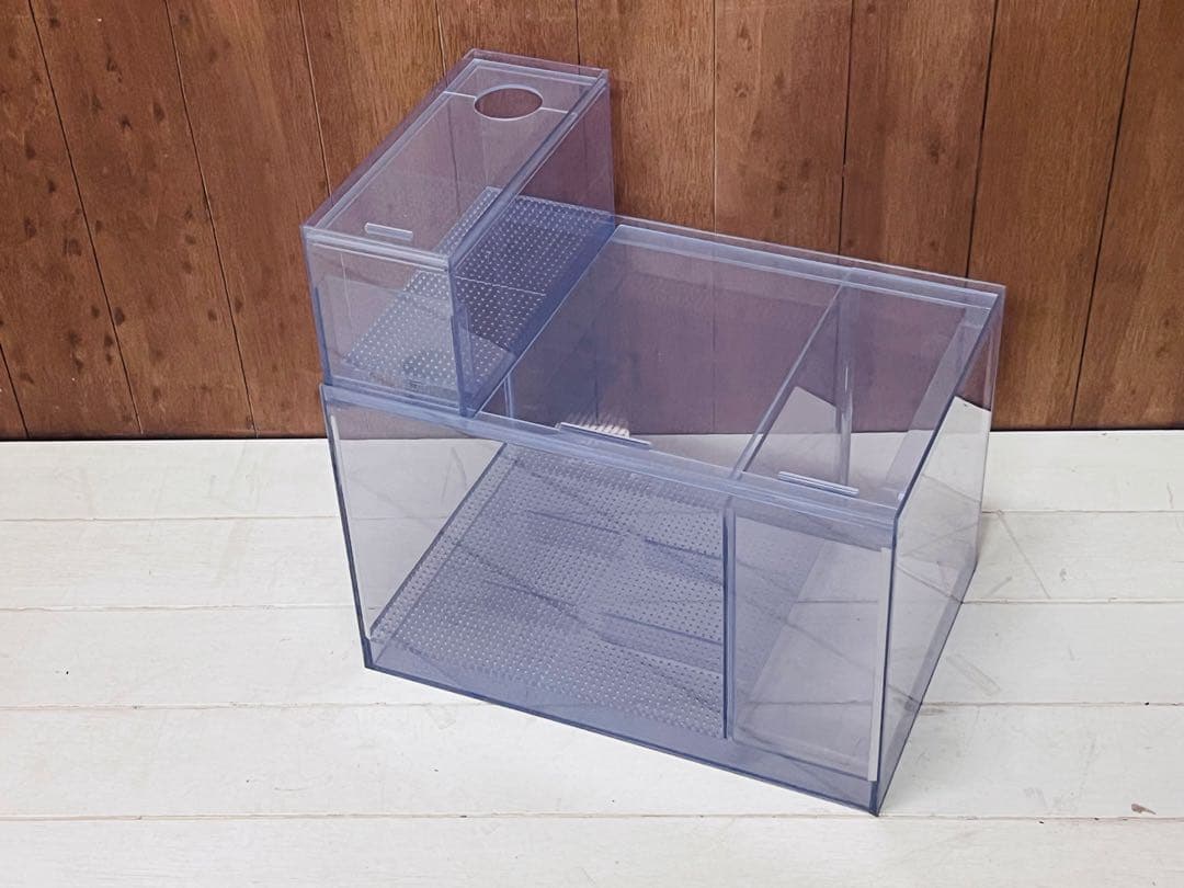 600×450x450x㎜オールガラスオーバーフロー水槽セット　ブラックシリコン