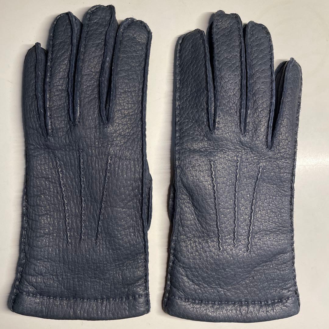 MEROLA ペッカリー革 ネイビー（紺色）ライニング有り　カシミア100%