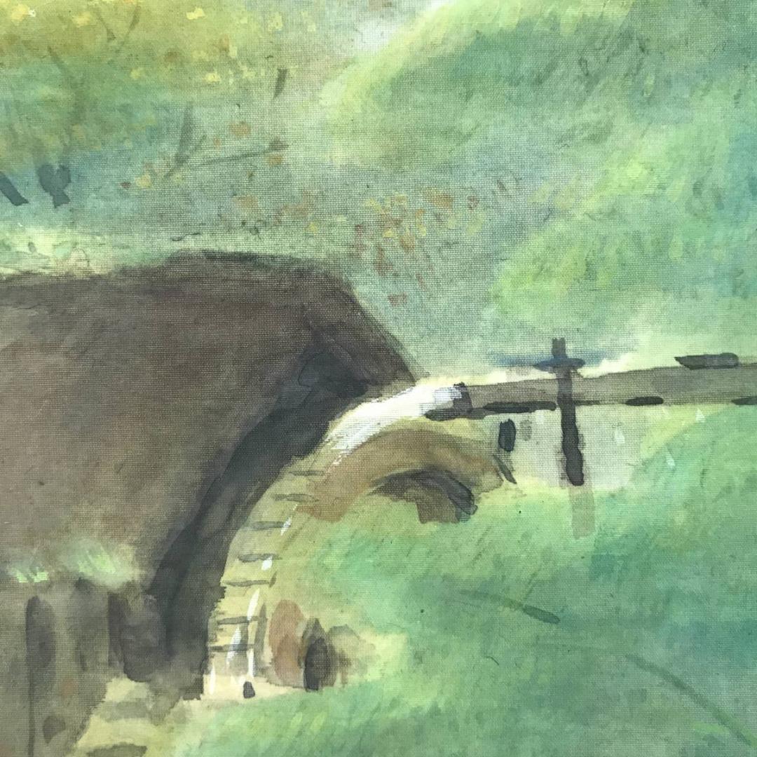 【真作】堀江春斎/秋聲/秋景山水図/横物/掛軸/名家伝来/AD-165