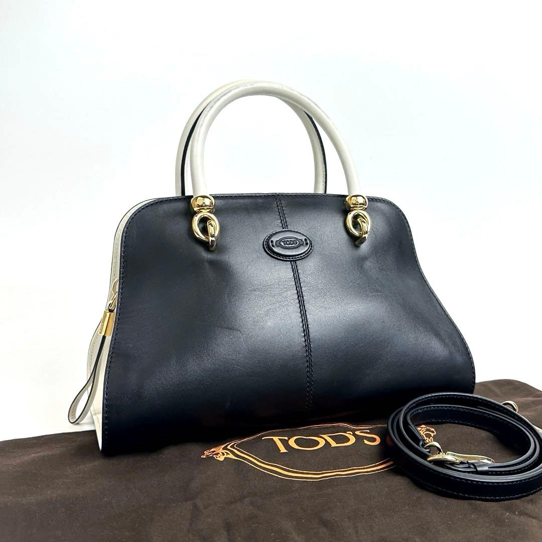 美品■トッズ セラ ハンドバッグ 2way 斜め掛け カーフレザー ゴールド金具