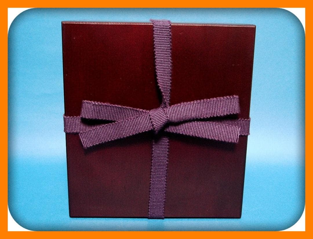 786『木製 空箱（長方形 紐付き）』紫　/骨董品 古美術 アンティーク 古玩