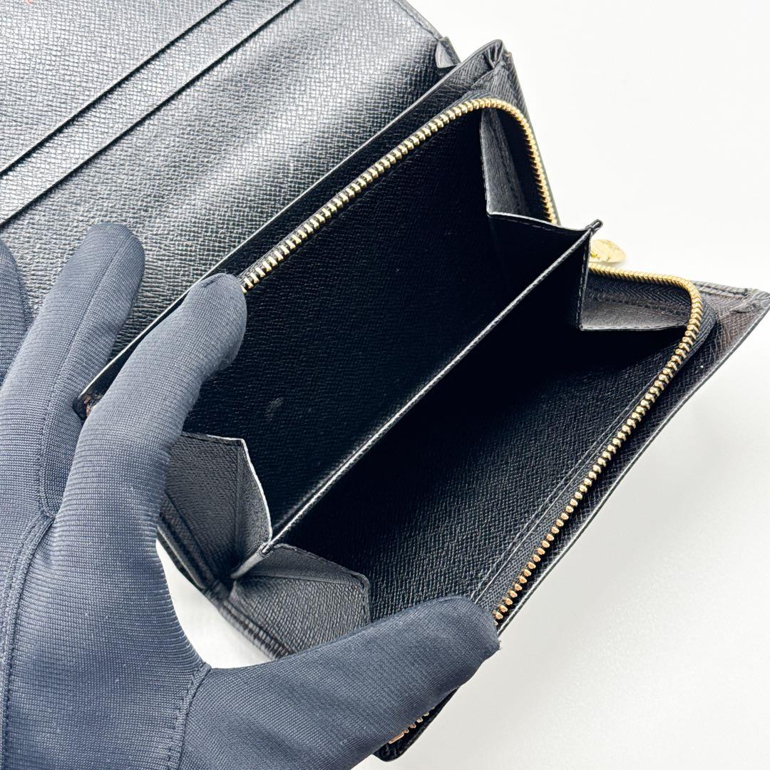 ルイヴィトン エピ ポルトフォイユ トレゾール 二つ折り財布 黒 ブラック