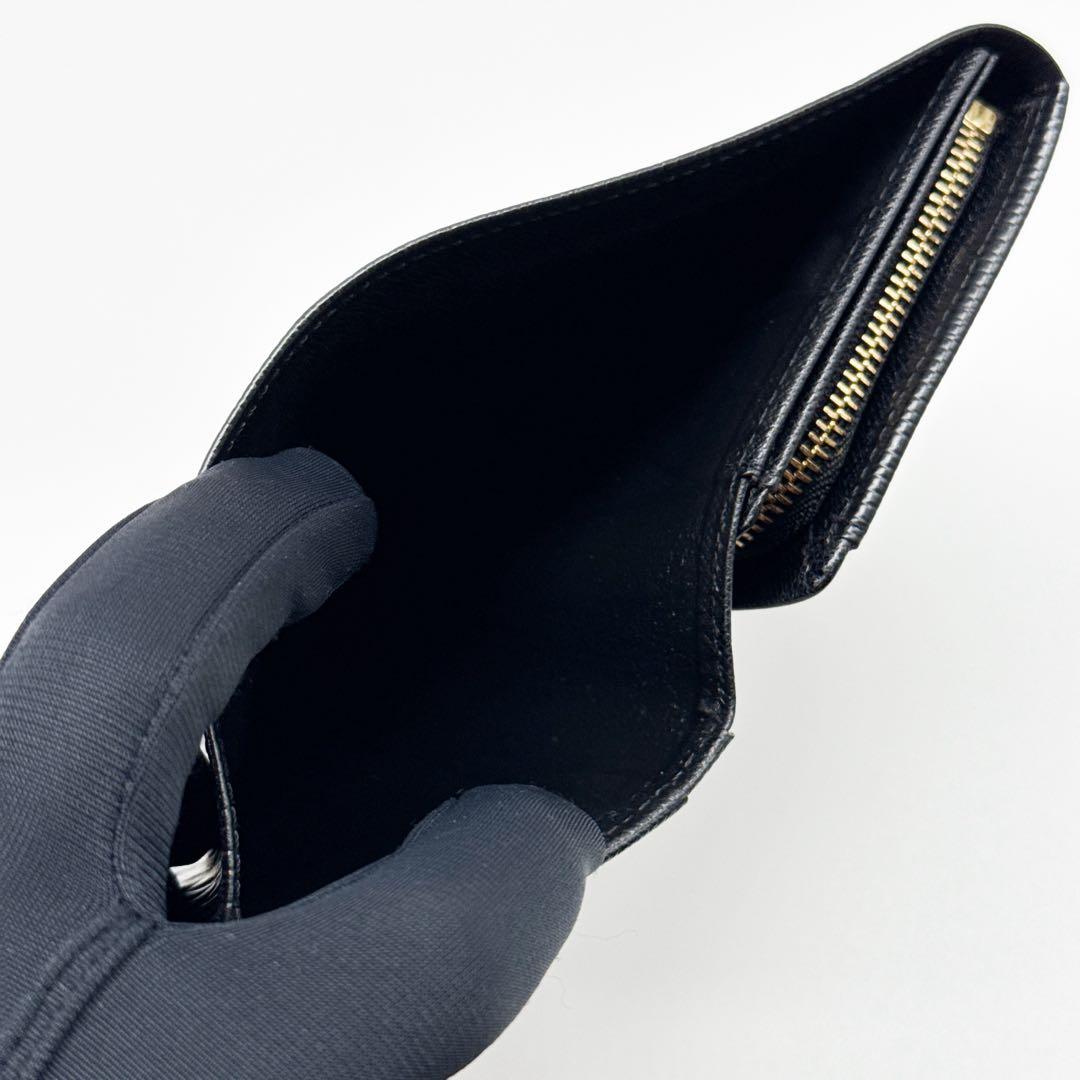 ルイヴィトン エピ ポルトフォイユ トレゾール 二つ折り財布 黒 ブラック