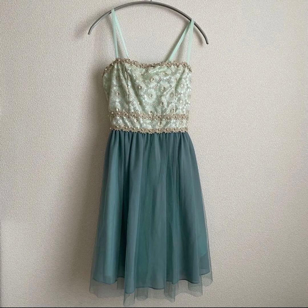 【美品】Aimer 定価3万円❣️チュール ドレス　9号　M エメ　グリーン