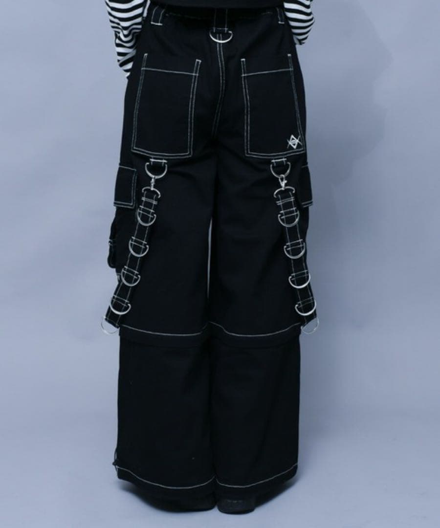 美品 REFLEM　レフレム　2WAYワイドカーゴパンツ　Dリング　ブラック
