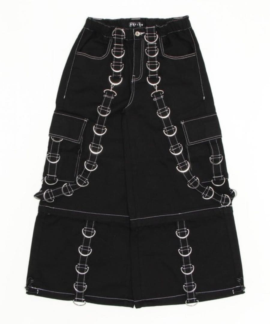 美品 REFLEM　レフレム　2WAYワイドカーゴパンツ　Dリング　ブラック