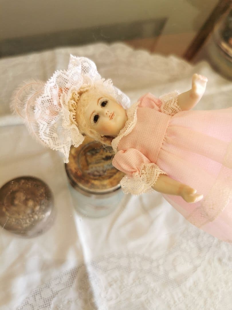 ヴィンテージ 作家物 14.5㎝三つ編のフレンチビスクドール キャシーハンセン作