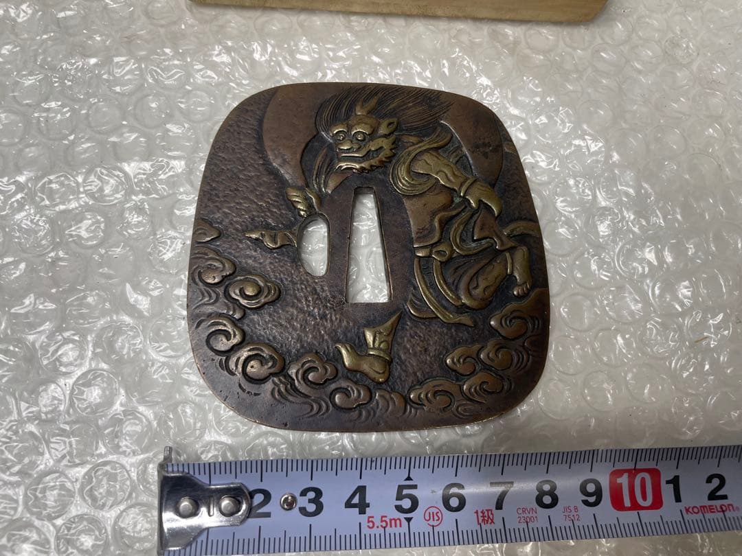 刀の鍔　鐔　つば　風神図　光琳之図　石黒政明(花押)