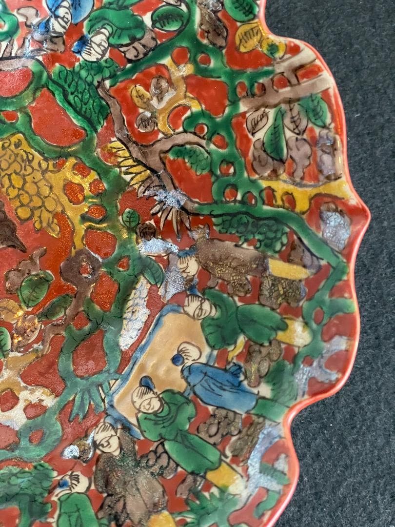 青木木米 赤絵菓子鉢 京焼 共箱 鉢 百寿老人紋 金彩 旧家蔵出 江戸期 美品