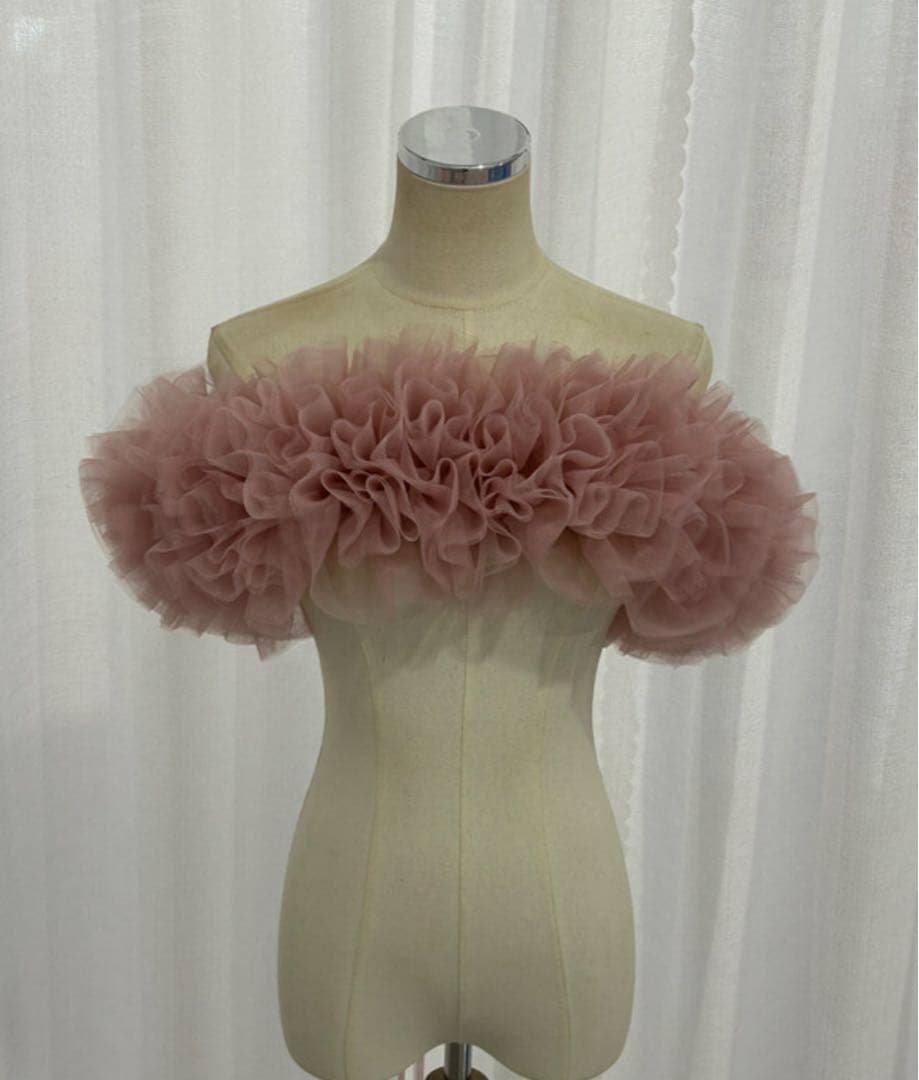 カラードレス　フリルオフショルダー