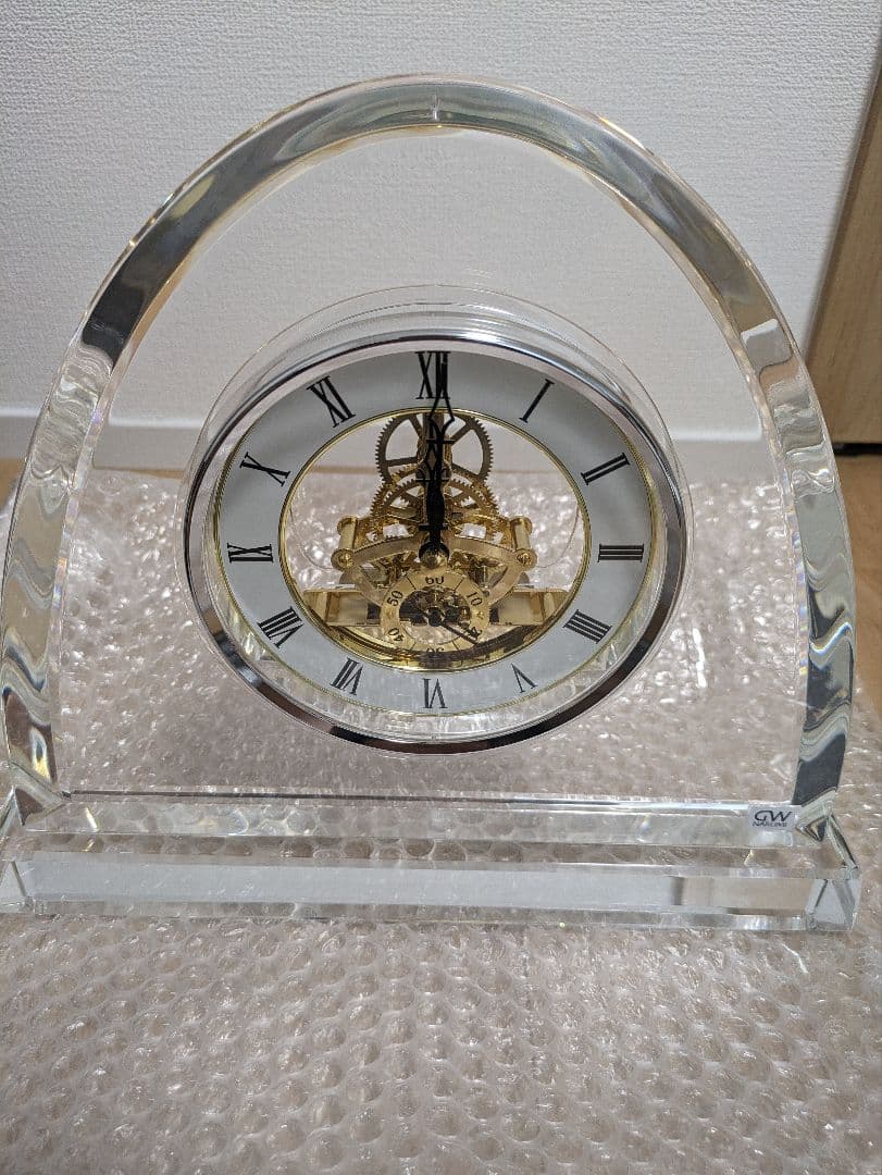 【ナルミグラスワークス】オーバル スケルトンクロック 24cm