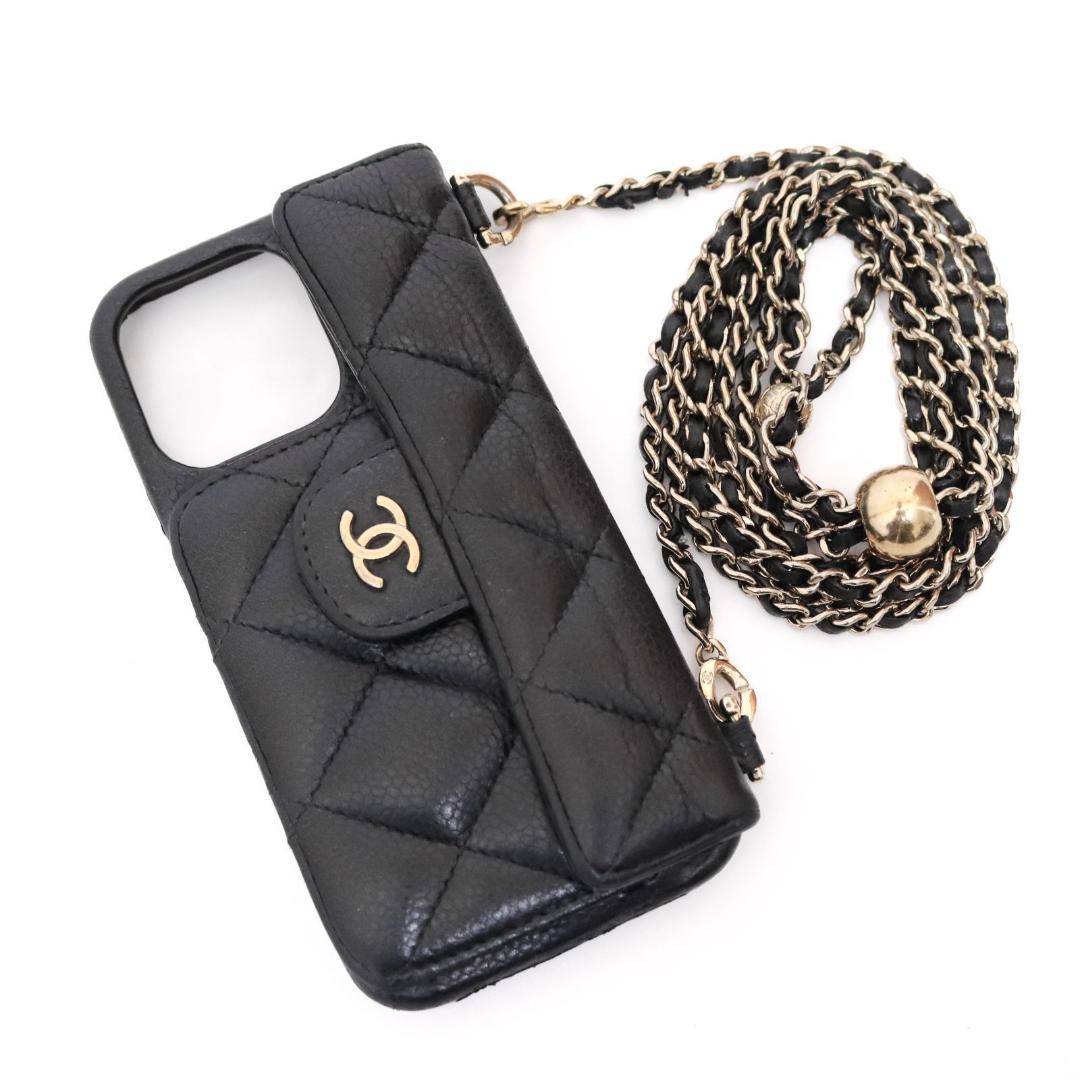 CHANEL　シャネル　スマホケース　マトラッセ 　ブラック　AP2689