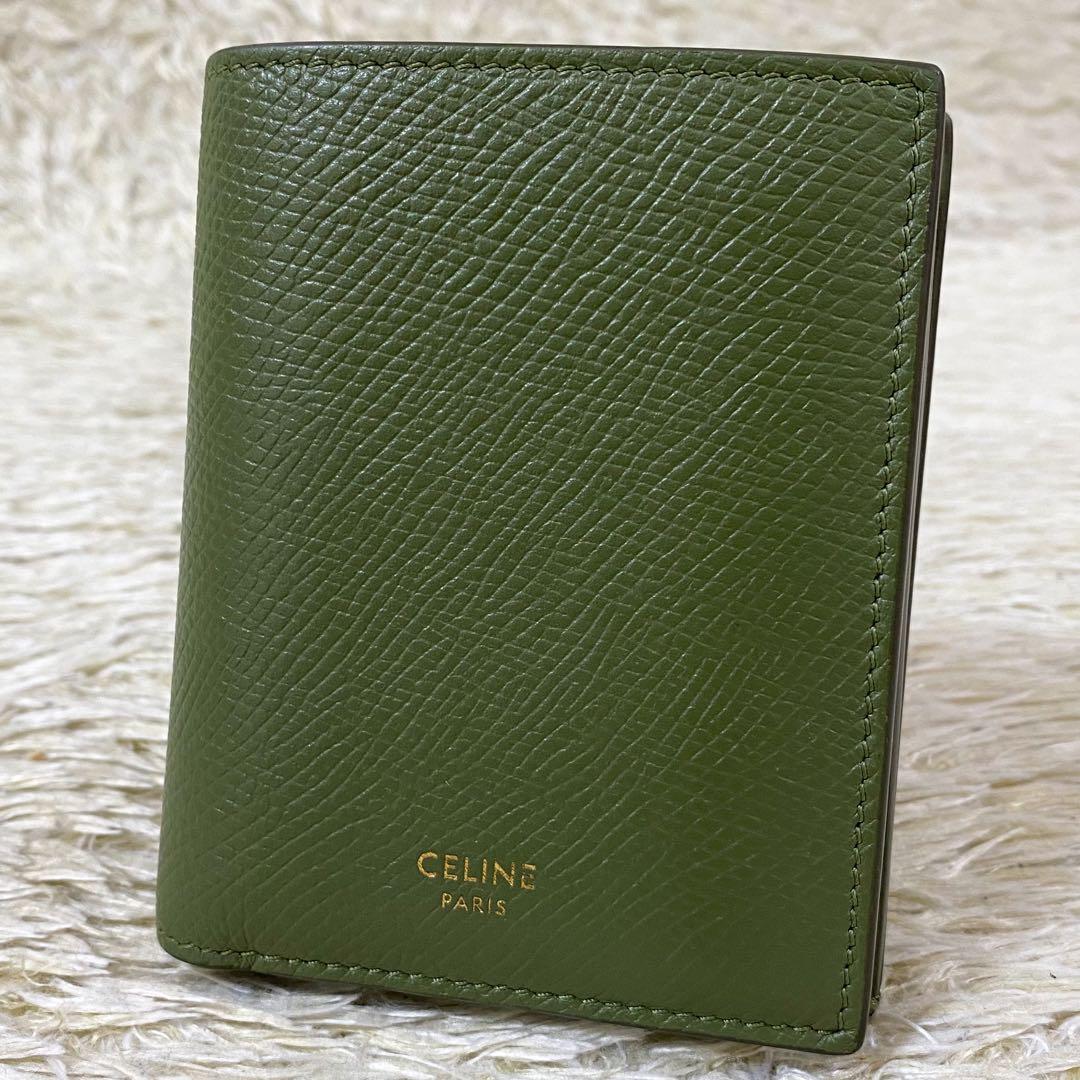 近代モデル【極美品】セリーヌ コンパクトウォレット グリーン ユニセックス