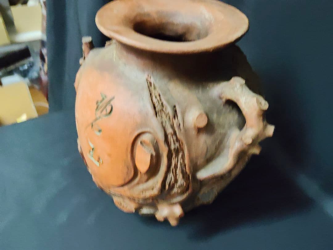 ​【骨董/美術品】陶芸 壺 花器「己巳年 冬巌作」在銘 落款あり