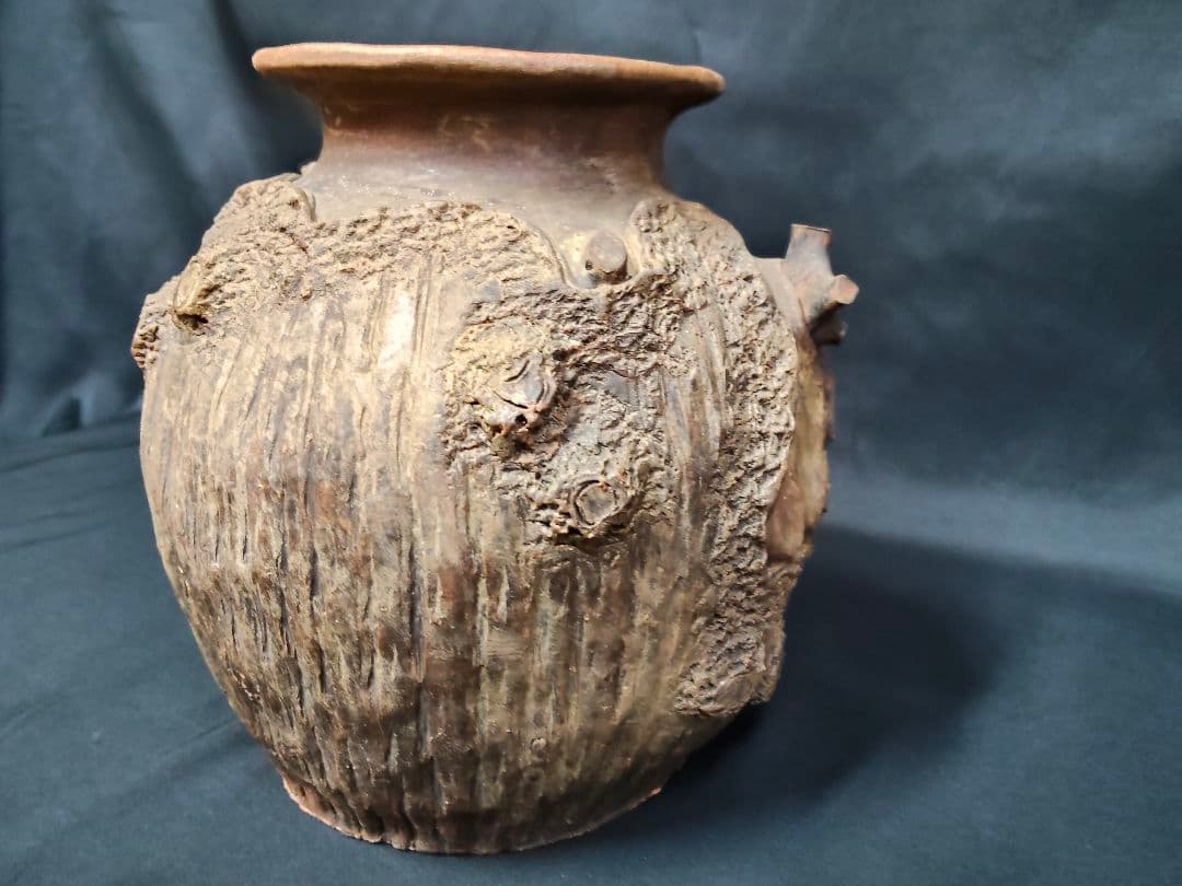 ​【骨董/美術品】陶芸 壺 花器「己巳年 冬巌作」在銘 落款あり