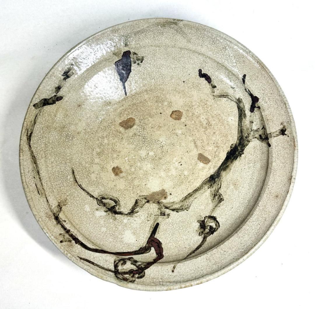 古唐津 絵唐津花鳥大鉢 約直径30cm 時代物 伝世品焼物 ウブ品WWTT298