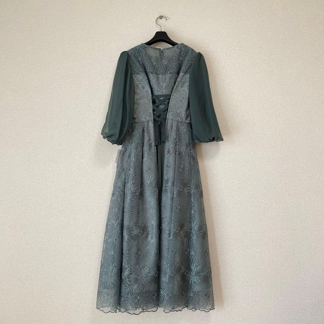 【新品未使用】AIMER オーガンジー花柄刺繍ボリュームスリーブドレス