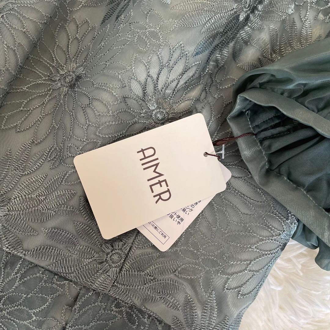 【新品未使用】AIMER オーガンジー花柄刺繍ボリュームスリーブドレス