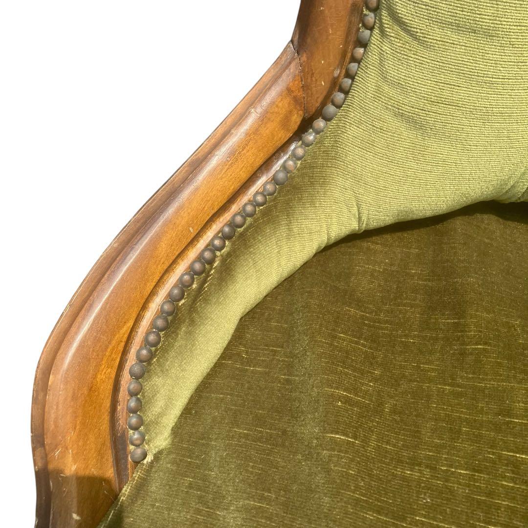 イタリア家具 チェア 一人掛け アンティーク調 猫脚 ベルベット 緑　洋風