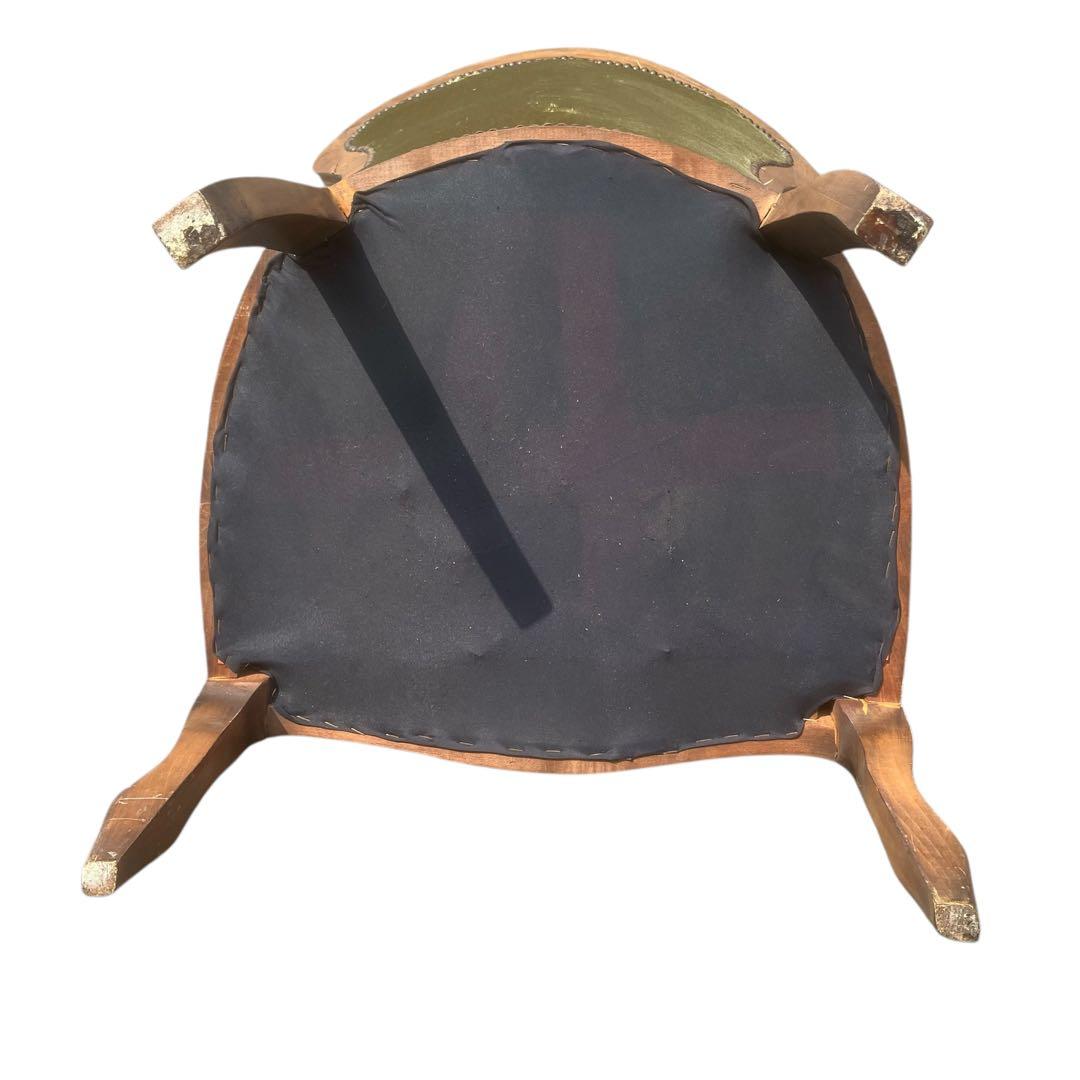 イタリア家具 チェア 一人掛け アンティーク調 猫脚 ベルベット 緑　洋風