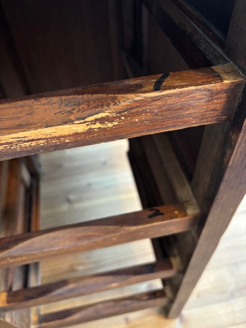 アンティーク　レトロ　木製デスク 5引き出し付き