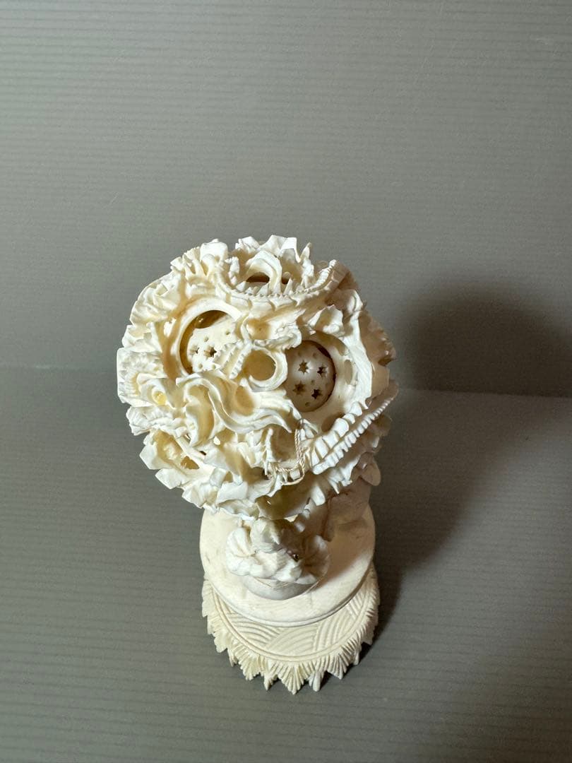 2736 中国美術 天球 多層球　龍の置物 象の置物 精密彫刻　工芸品