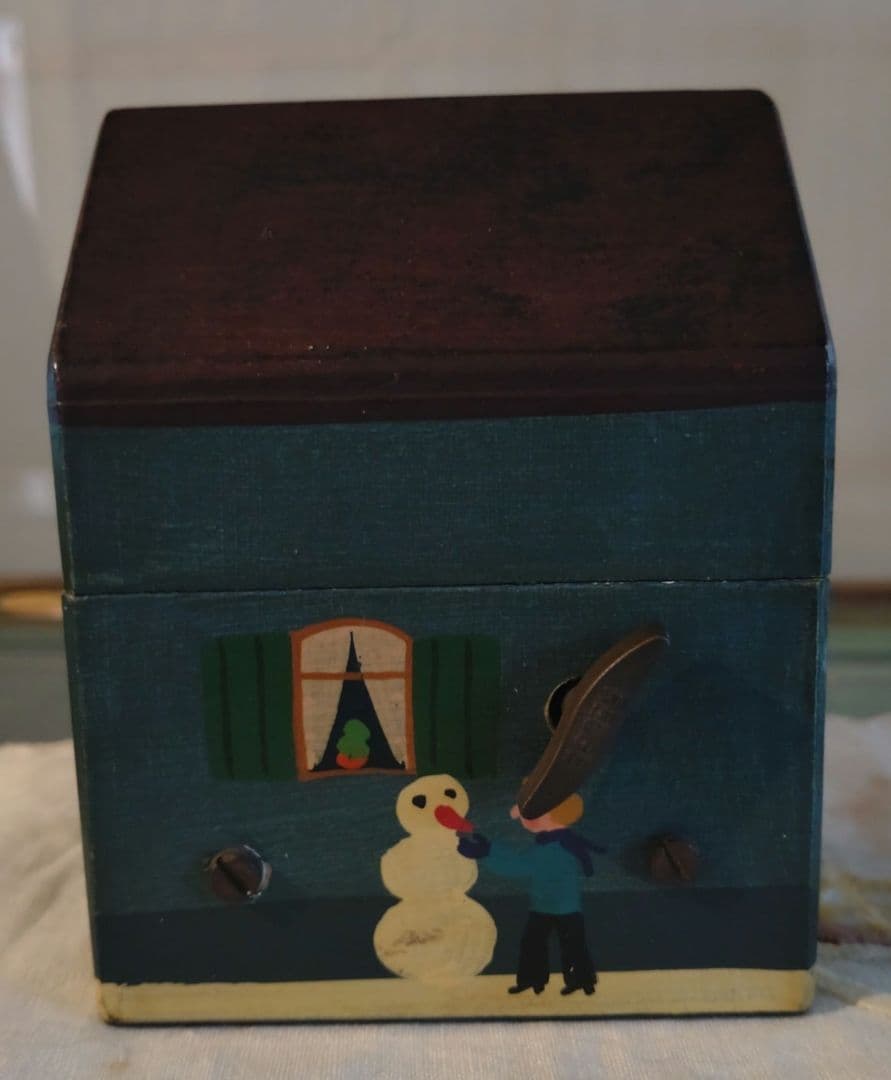 ビンテージ西ドイツETMER-DESIGN製手描クリスマスデザイン木製オルゴール