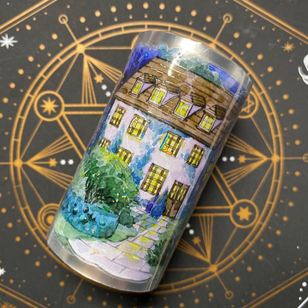 【9370】海外5m巻　貝殻光カッティングマスキングテープ夜景　小屋　装飾背景系