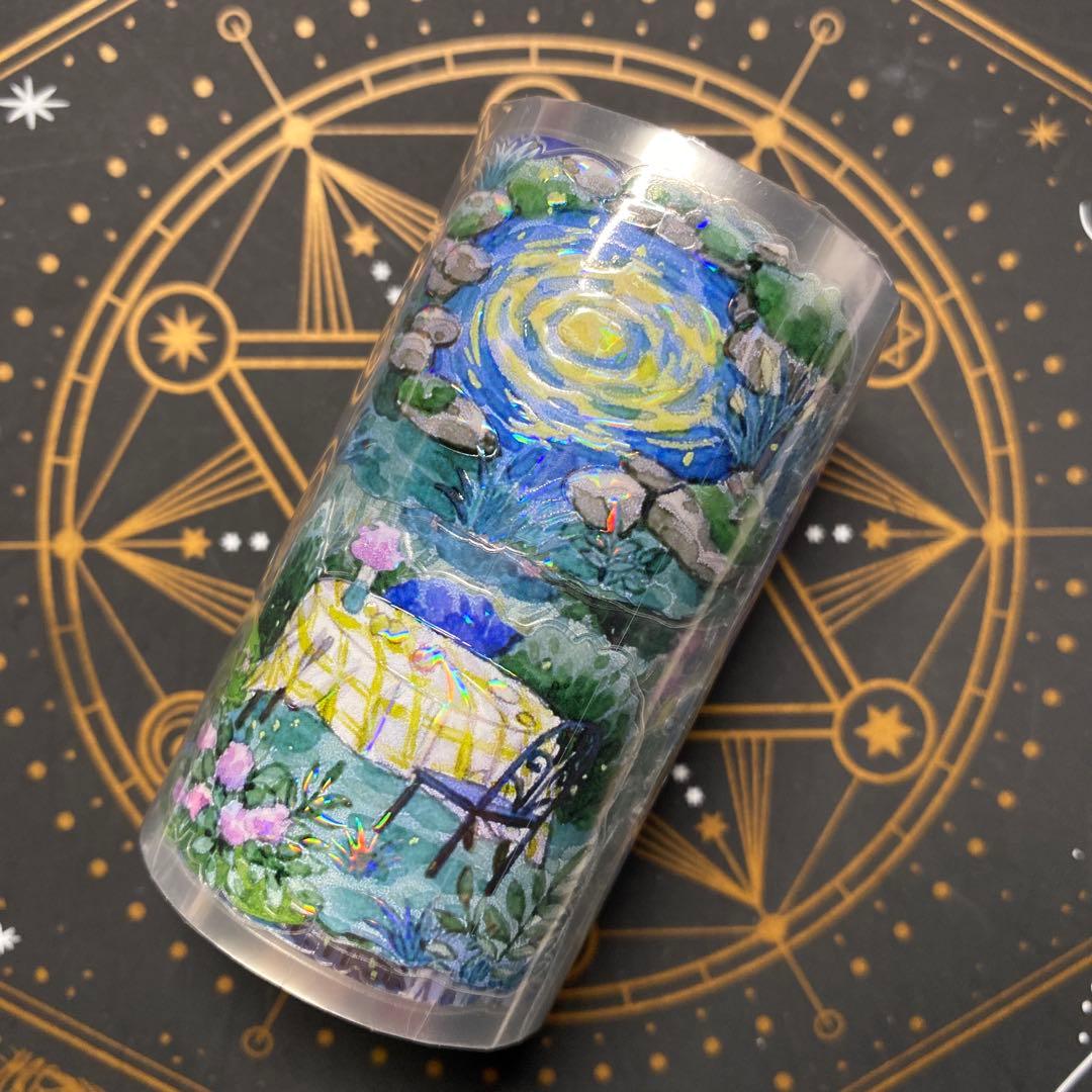 【9370】海外5m巻　貝殻光カッティングマスキングテープ夜景　小屋　装飾背景系