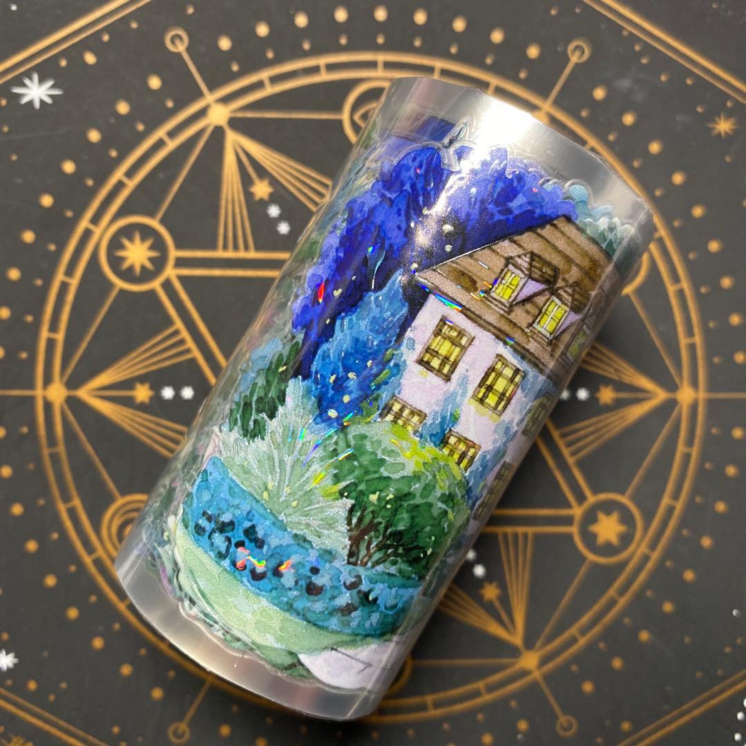 【9370】海外5m巻　貝殻光カッティングマスキングテープ夜景　小屋　装飾背景系