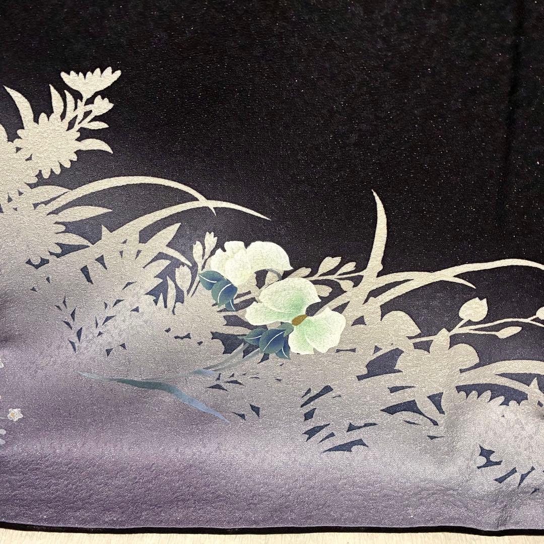 D12 訪問着 京友禅の巨匠 頼田勉 胡蝶蘭 金通し 正絹 着物 袷 極美品
