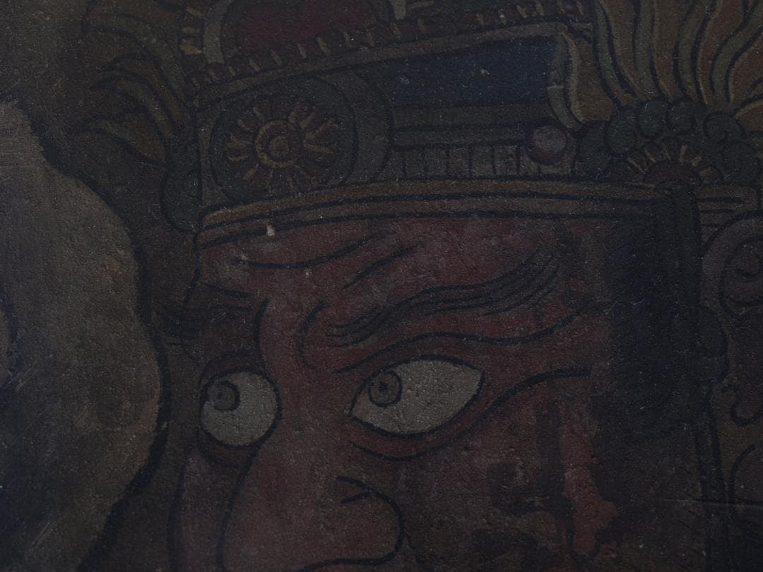 骨董市掘り出し品 唐時代　敦煌莫高窟壁画 彩絵発掘品 AK1947A7-2