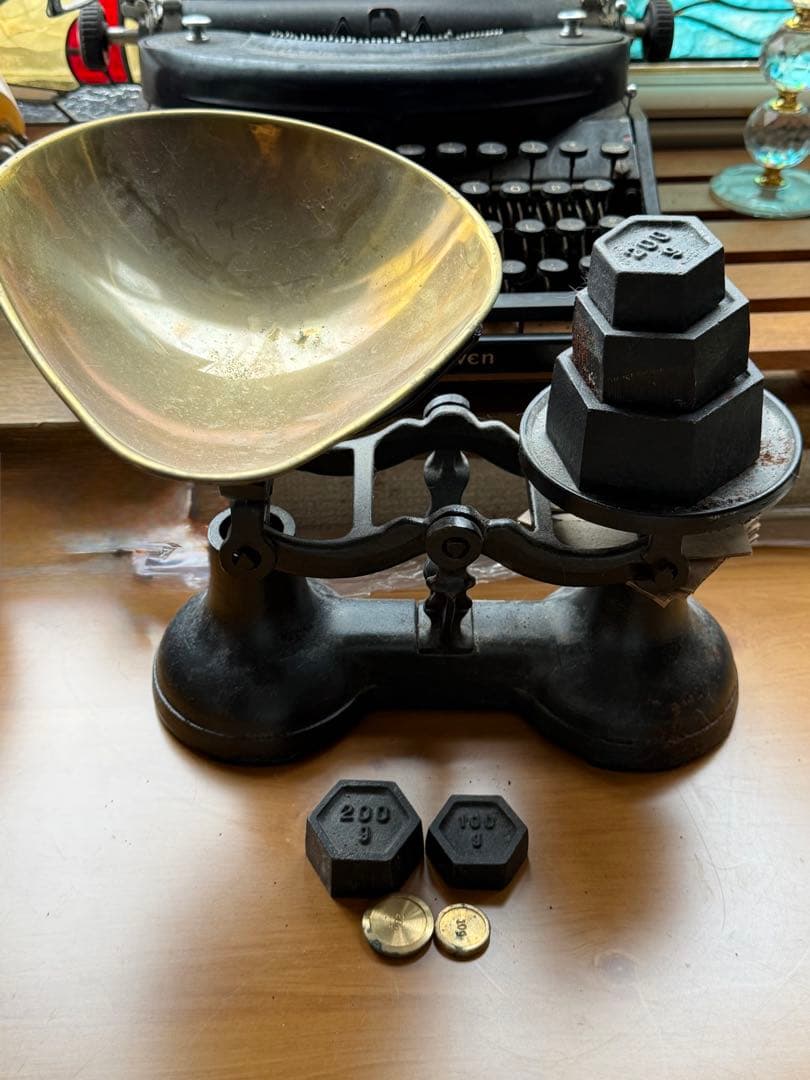 アンティークスケール 上皿天秤 天秤式はかりと重りセット 天秤計り アイアン