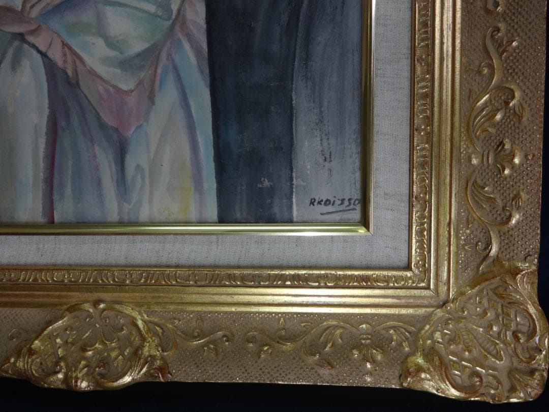 小磯良平 貴婦人・高級額装・肉筆 油彩画・美人画・印刷や写真ではない・kr91x