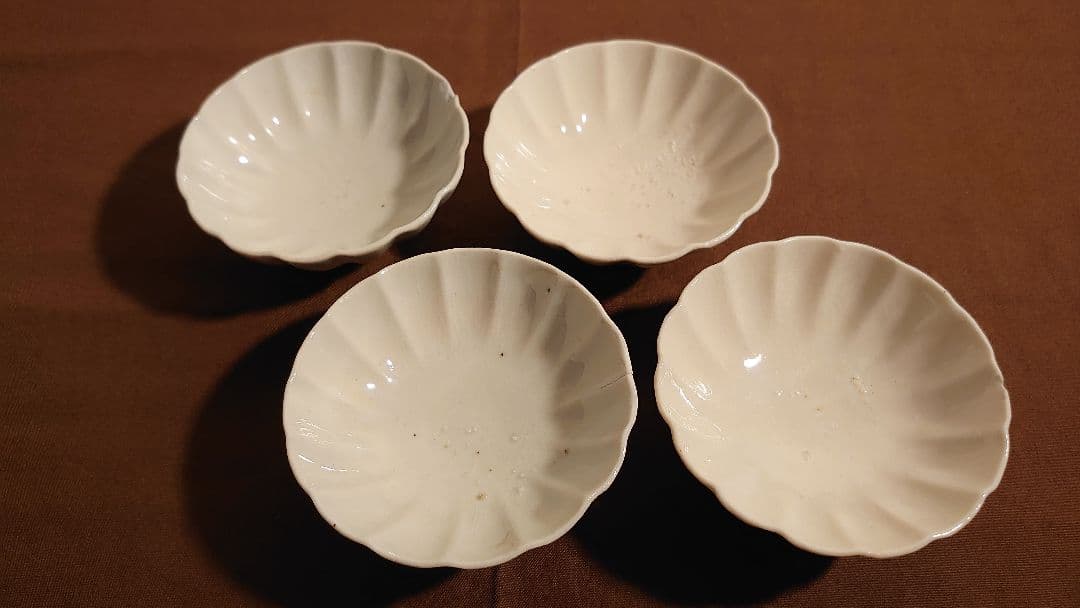 李朝　白磁　古伊万里　伊万里　輪華鉢　豆鉢　蔵出し　４客
