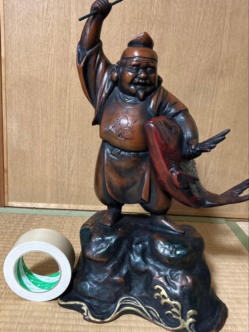 鯛抱き戎様　鋳造　新品保管品　極美品　大型オブジェ　高さ50㎝