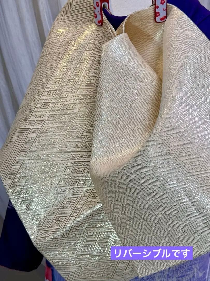 ❣️大特価❣️ 美品　正絹　振袖フルセット　新品長襦袢　成人式　青紫色　佐賀錦