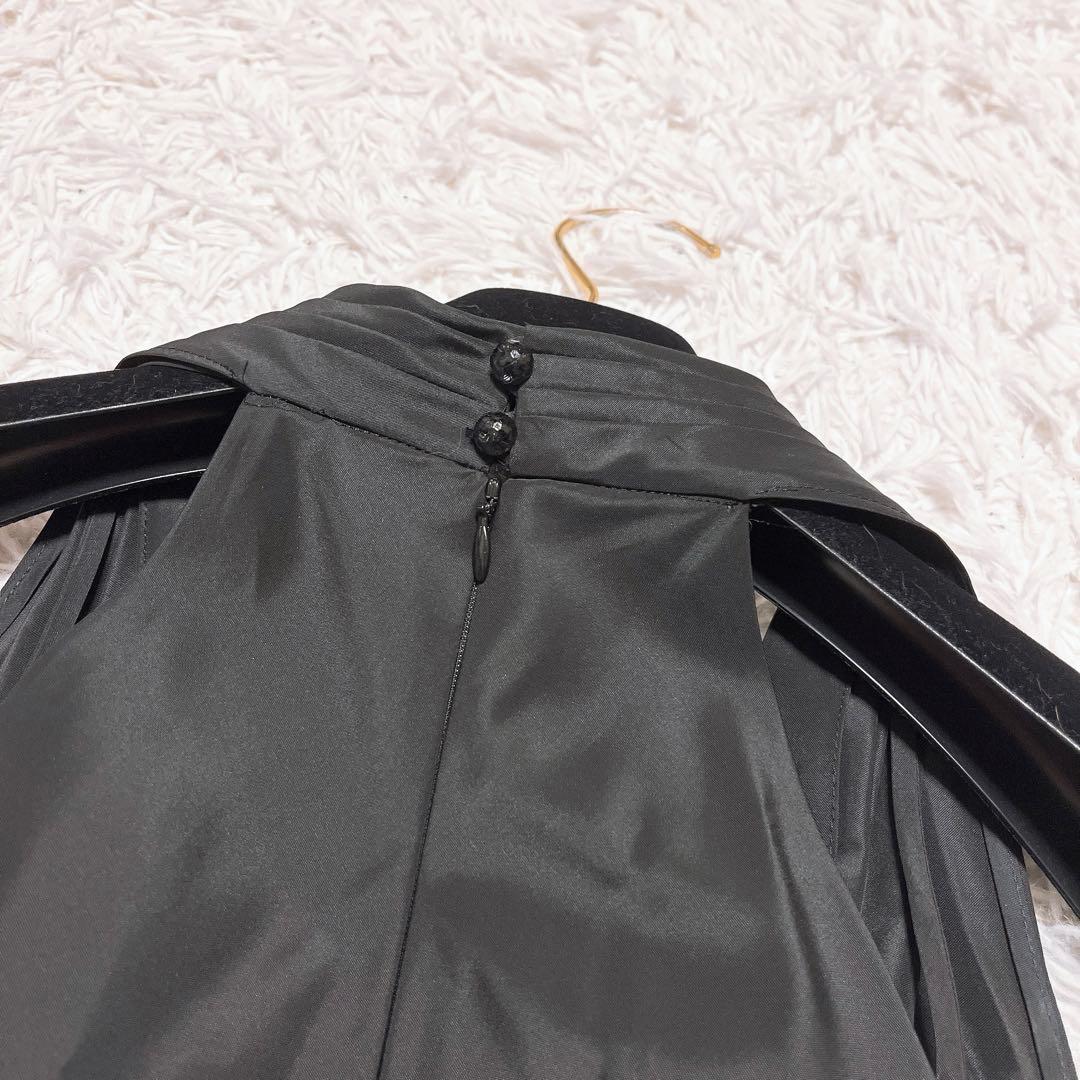 東京ソワール マリココウガ ホルターネック ドレス Vネック フレア 黒 38