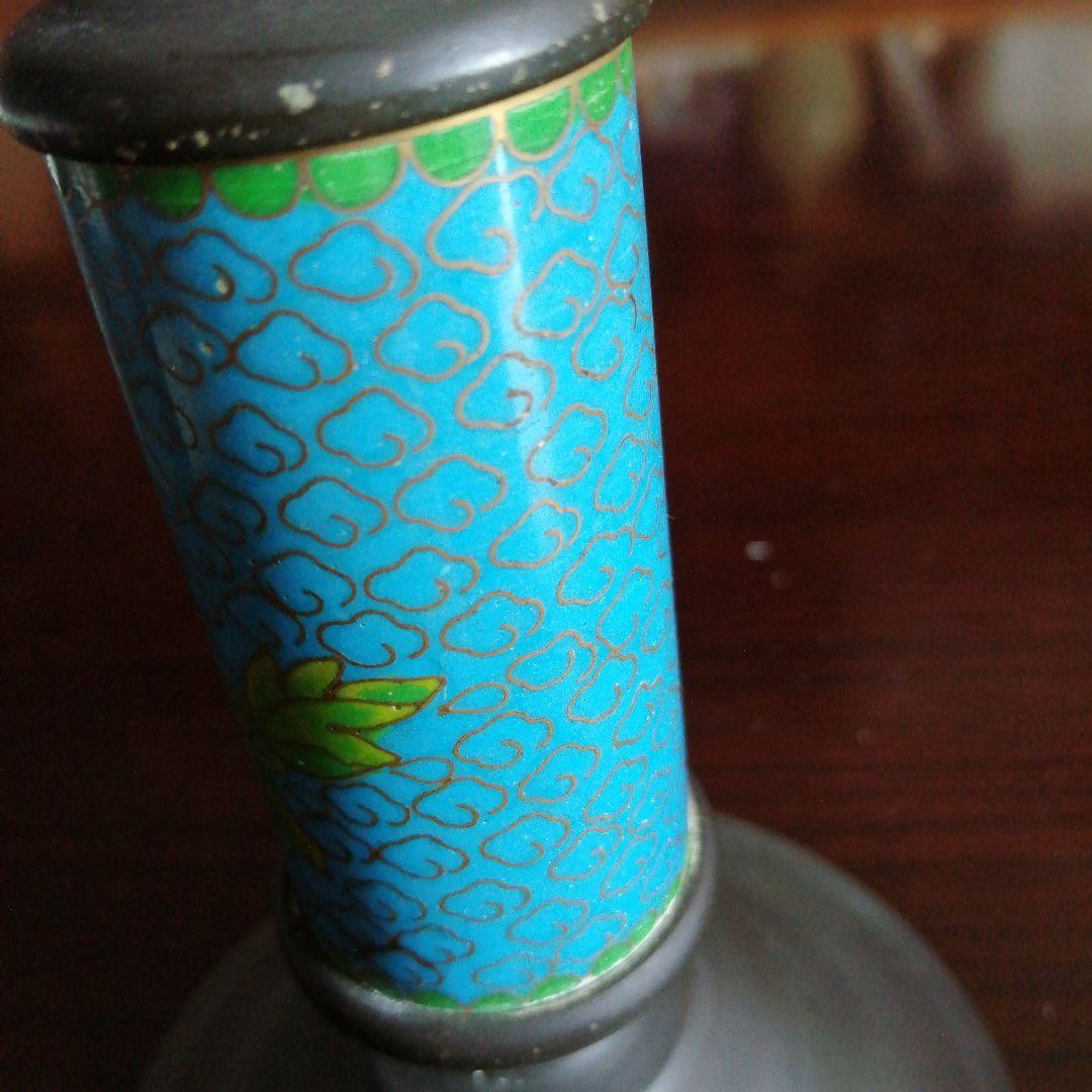 七宝焼燭台　2本　17.2cm