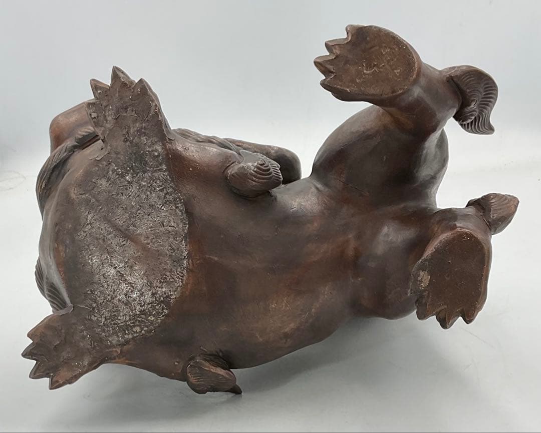 【６３】★時代　備前焼獅子置物　アンチック★